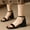 Black, variant on Low Heel Sandals for Women Comfortable Sandals for Women Comfortable Prom Elastic Beach Sandals Pull-On Summer Shoes Low Heel (1"-2") Medium Solid Sandals for Lady Holiday White