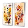 thumbnail image 3 of Designart "Watercolor Blooms Autumn Flowers I" Abstract Botanicals Framed Wall Art Set Of 2 - Modern Yellow Framed Wall Art Set Of 2, 3 of 6