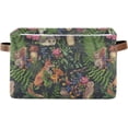 thumbnail image 2 of Storage Basket Watercolor Forest Animals Foldable Canvas Laundry Baskets Bin Waterproof Inner Layer with Sturdy Handles for Toy Nursery Blanket Clothes 2 Pack, 2 of 7