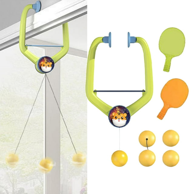 y pelotas, juego de tenis de mesa colgante, práctica de coordinación mano-ojo Raquetas sólidas 4 bolas Cola Tenis colgantes de interior