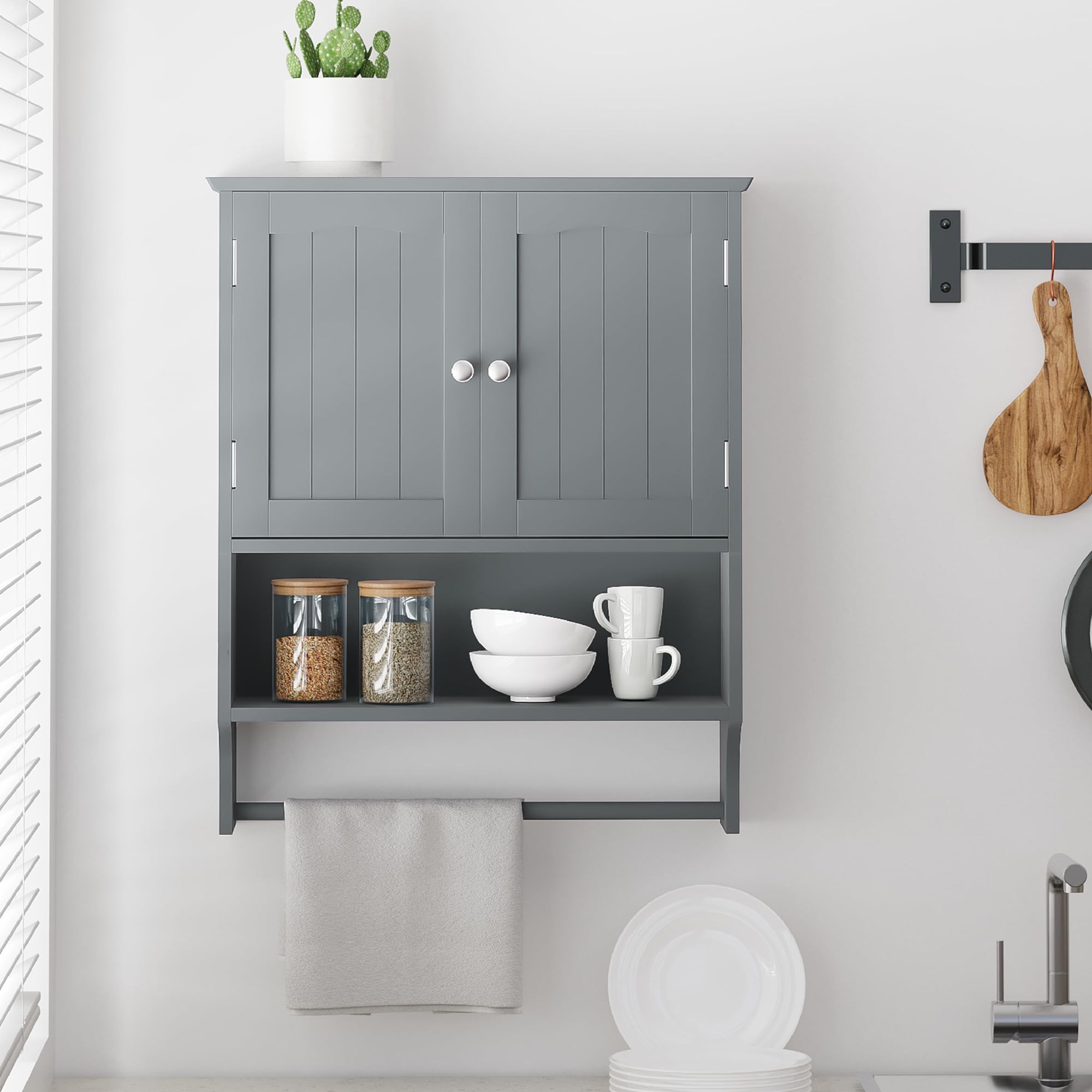 健康・医学 uni Semiocthome Bathroom Medicine Cabinet with Towel Bar and 2