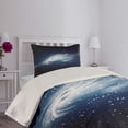 thumbnail image 4 of Ambesonne Nebula Quilted Coverlet 2 Pcs, Milky Way Galaxy Space, Twin Size, Navy White, 4 of 5