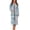 Blue Cherry Blossom, variant on Brown Leopard Print Women Robe Zipper Front Women's Nightgown with Zipper Crew Neck House Coat Long Sleeve Nightgown Full Length Ladies Lounge Dress with Pockets, 4XL