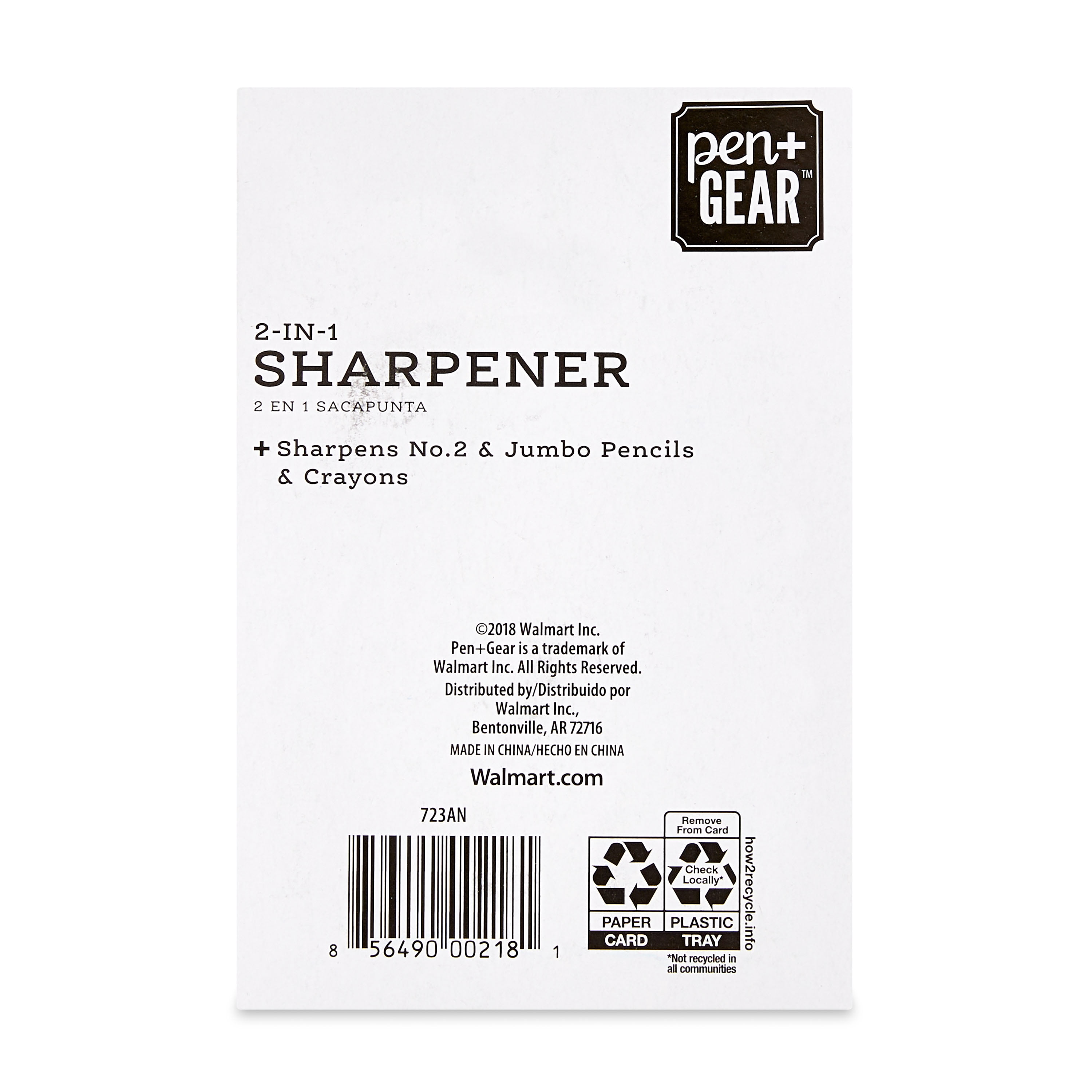 Pen+Gear 2-in-1 Plastic Sharpener, Pink
