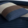 thumbnail image 4 of Chezmoi Collection Briar 7-Piece Queen Bed in a Bag Comforter Set with Sheets - Lightweight Comforter Midnight Blue Brown Coffee Luxury Pleated Stripe Bedding Set for All Season, 4 of 9