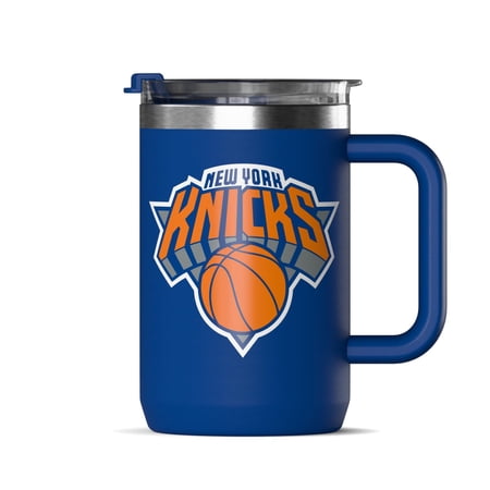 Hydrapeak x NBA Officially Licensed New York Knicks 18oz Insulated Coffee Mug with Flip Lid and Handle for Travel Cold/Hot Stainless Steel Coffee Cup Insulated BPA-Free Double Walled Tea Mug