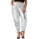 thumbnail image 1 of Pantalones jogger de mujer plus size Agnes Orinda, metálicos, brillantes, de cintura alta, elásticos, pantalones holográficos, sudadera 1X plateada, 1 of 6
