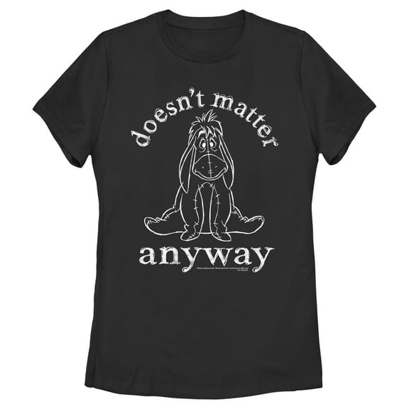 Women's Winnie the Pooh Eeyore Doesn't Matter Anyway  Graphic Tee Black Large