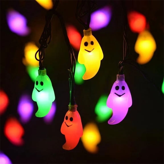 9.8ft Halloween LED Skull Lights - Battery Powered Indoor/Outdoor Decor with 20 Glowing Orbs (Flashing Mode)