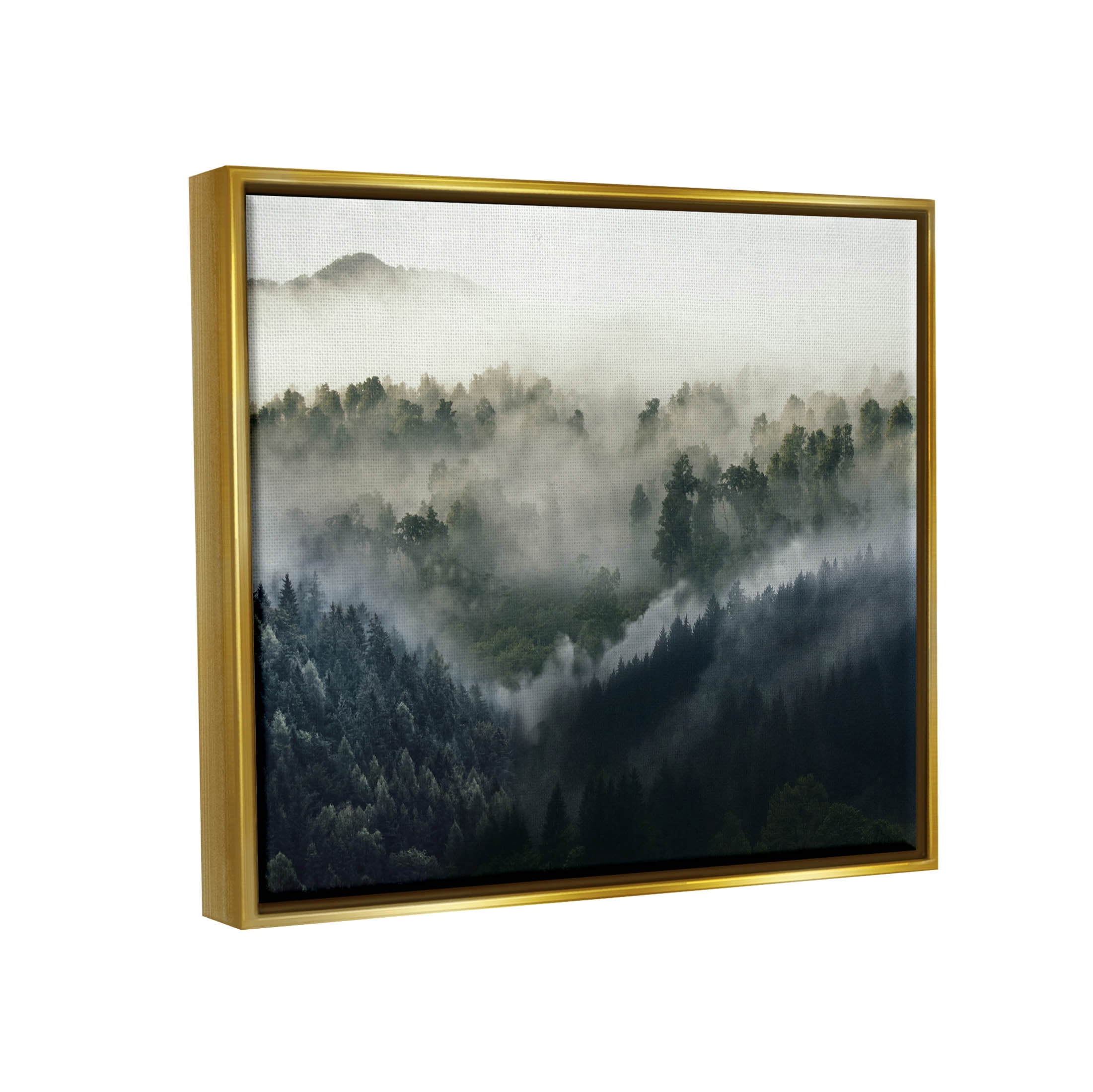 Stupell Industries Foggy Green Mountain Peaks Photograph Metallic Gold Floating Framed Canvas Print Wall Art, Design by Ziwei Li