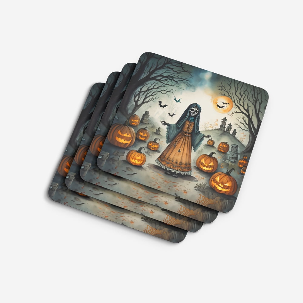 La Llorona Skeleton Spooky Halloween Foam Coaster Set of 4 3.5 in x 3.5 in