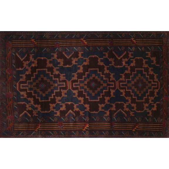 Ahgly Company Machine Washable Indoor Rectangle Traditional Burgundy Brown Area Rugs, 5' x 7'