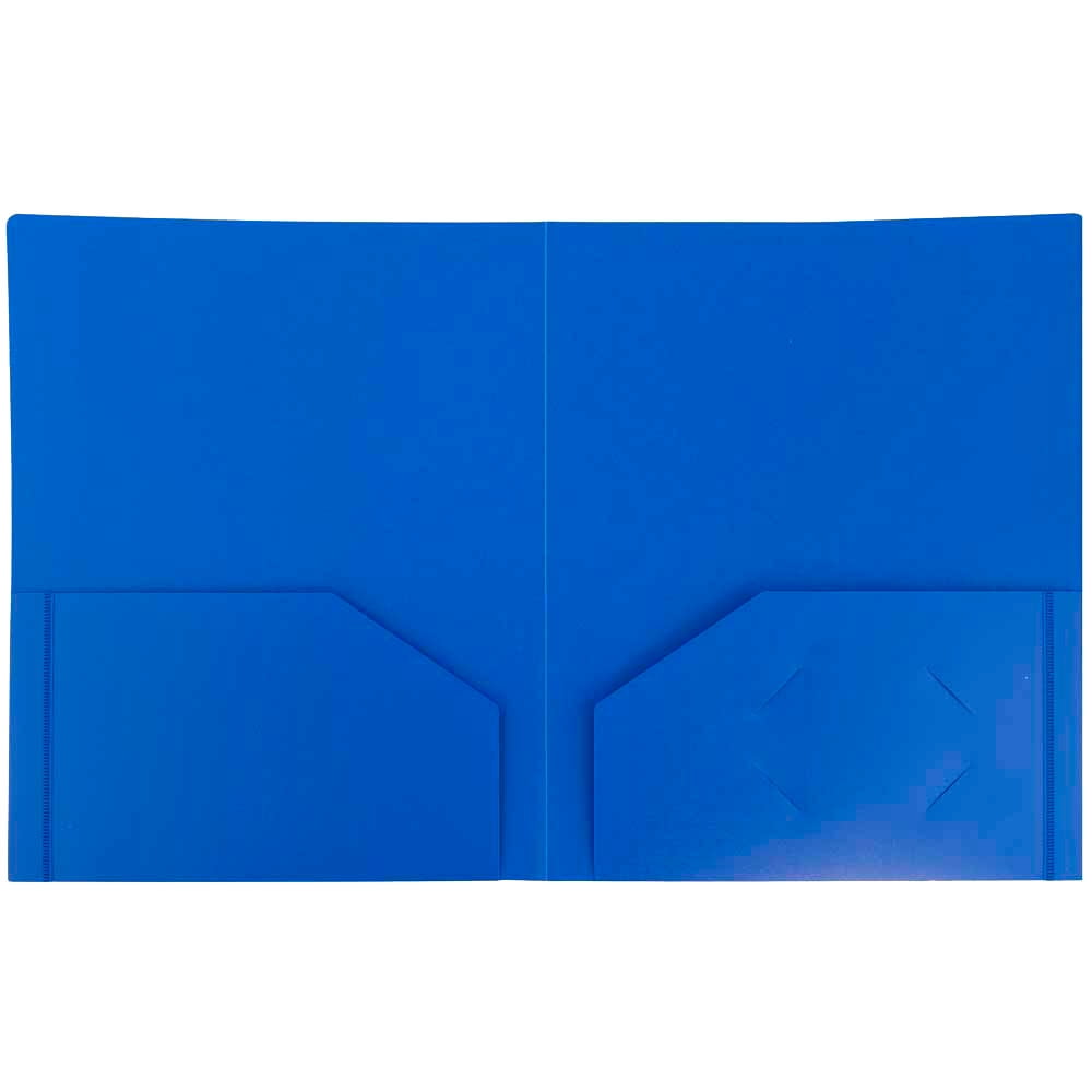 JAM Paper Heavy Duty Plastic Two Pocket Presentation Folders, Blue, 108/pack
