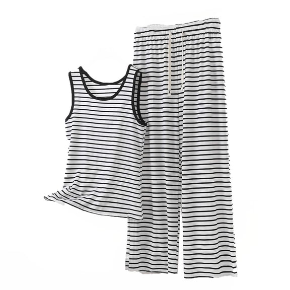 PBFRDSJ 2 Piece Sets for Women Summer Plus Size Sleeveless Tank Tops with Wide Leg Pants Set for Casual Loungewear Errands Outfit