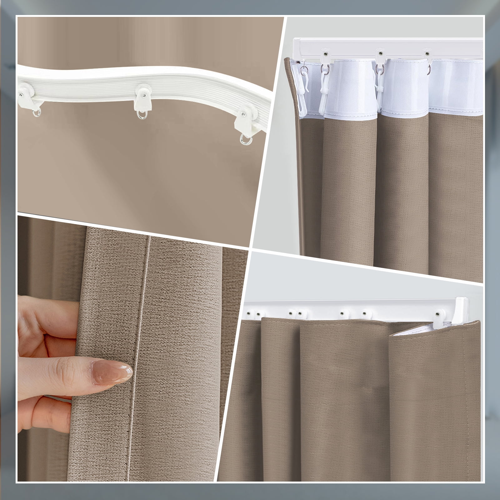 DONGPAI Room Divider Curtains Blackout Privacy Curtain Flexible Ceiling Track Thermal Insulated Noise Reduction Curtains for Living Room Bedroom Partition Separator, 1 Panel, Khaki, 100"x 96"