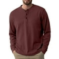 thumbnail image 4 of Resicozy Men's Henley Shirts Long Sleeve Fashion Lightweight Button Plain T-Shirt Casual Basic Tee Top Brown 2XL, 4 of 4