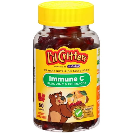 L'il Critters Immune C Vitamin C Plus Zinc & Echinacea Immune Support Gummies, 60 Count