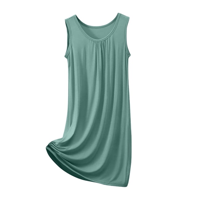 Besolor Nuisettes d'Été pour Femmes Confortables Fines Sans Manches à Col Rond Robes de Soleil Décontractées Amples Grande Taille Chemises de Nuit Robe de Pyjama