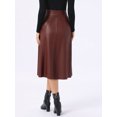 thumbnail image 4 of DARING DIVA Women's Vintage A Line Faux PU Leather Midi Skirts Small Burgundy, 4 of 6