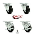 thumbnail image 2 of 3 Inch Phenolic Wheel Swivel Top Plate Caster Set with 2 Brakes Service Caster, 2 of 2