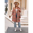 thumbnail image 4 of Womens Long Plaids Shacket Jacket Casual Fashion Lapel Button Down Long Sleeve Long Plaids Coat Jackets with Pockets, 4 of 9