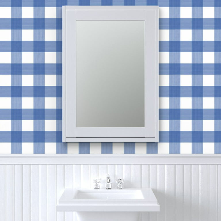 Blue & White Plaid Wallpaper KB25576