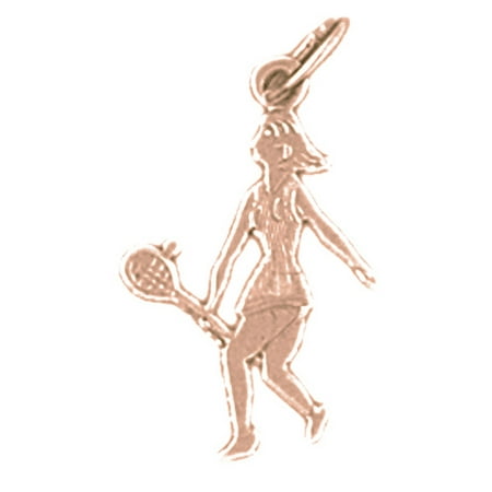 14K Rose Gold Tennis Player Pendant - 20 mm