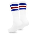 thumbnail image 3 of TeeHee Men's Sports Stripes Cotton Half Cushion Crew Socks 3-pair Pack (White Blue Red), 3 of 4