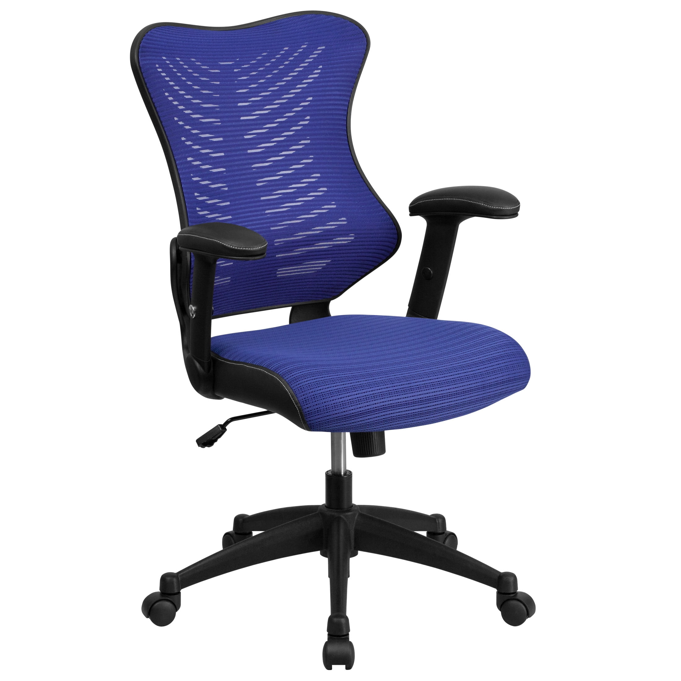 Emma + Oliver High Back Designer Blue Mesh Executive Ergonomic Office Chair with Arms