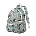 thumbnail image 2 of Green Boston Terrier and Flower Backpack for School,Cute School Bag,Schoolbag with Adjustable Shoulder Straps & Padded Back,13.4"x11"x4.7", 2 of 6
