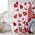 thumbnail image 6 of Pink Valentines Gnomes Shower Curtain Set - Extra Long 72" x 96" Washable Bathtub Curtain with 12 Hooks, Love Heart Red Waterproof Fabric Stall Shower Curtains for Bathroom/Bathtub Décor, 6 of 6