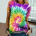thumbnail image 5 of ALLLIST Cotton Women's Tops Crew Neck Short Sleeve T-Shirts Tie Dye Trendy Purple Shirts Ladies Tops, 5 of 9