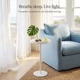 thumbnail image 2 of White Martini Table, Modern Small Round Side Table, Minimalist Metal & Wood Pedestal End Table with Weighted Base, White Drink Table for Living Room, Small Spaces,Next to Sofa, 24.7" Tall, 2 of 9
