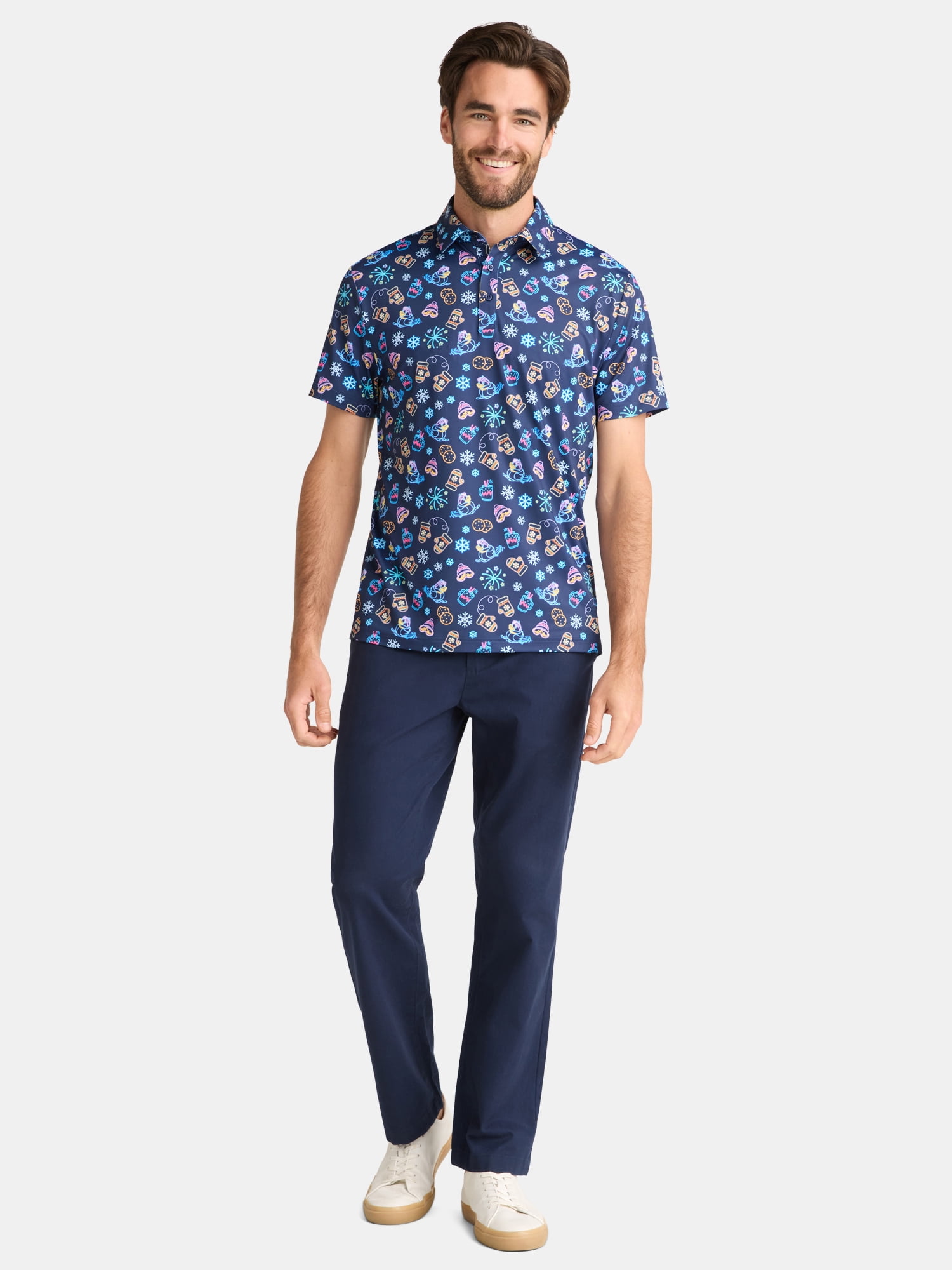 Birdie Bound Men's Print Polo Shirt with Short Sleeves, Sizes S-3XL