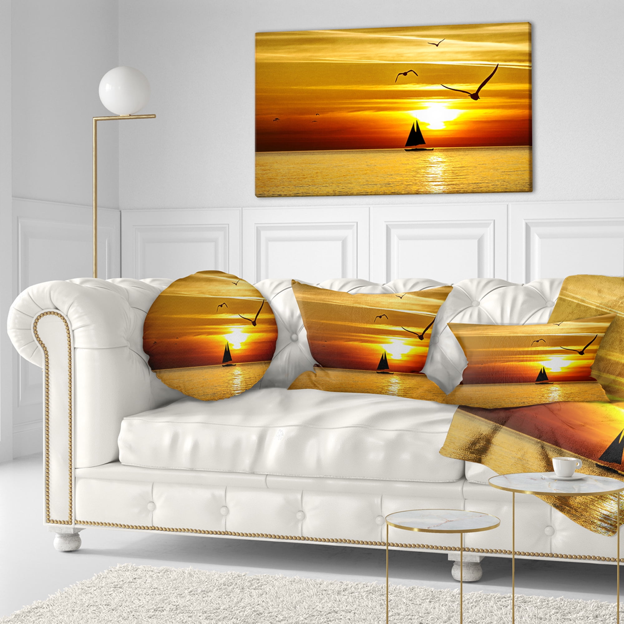 Designart 12" x 20" Blue Polyester Throw Pillow