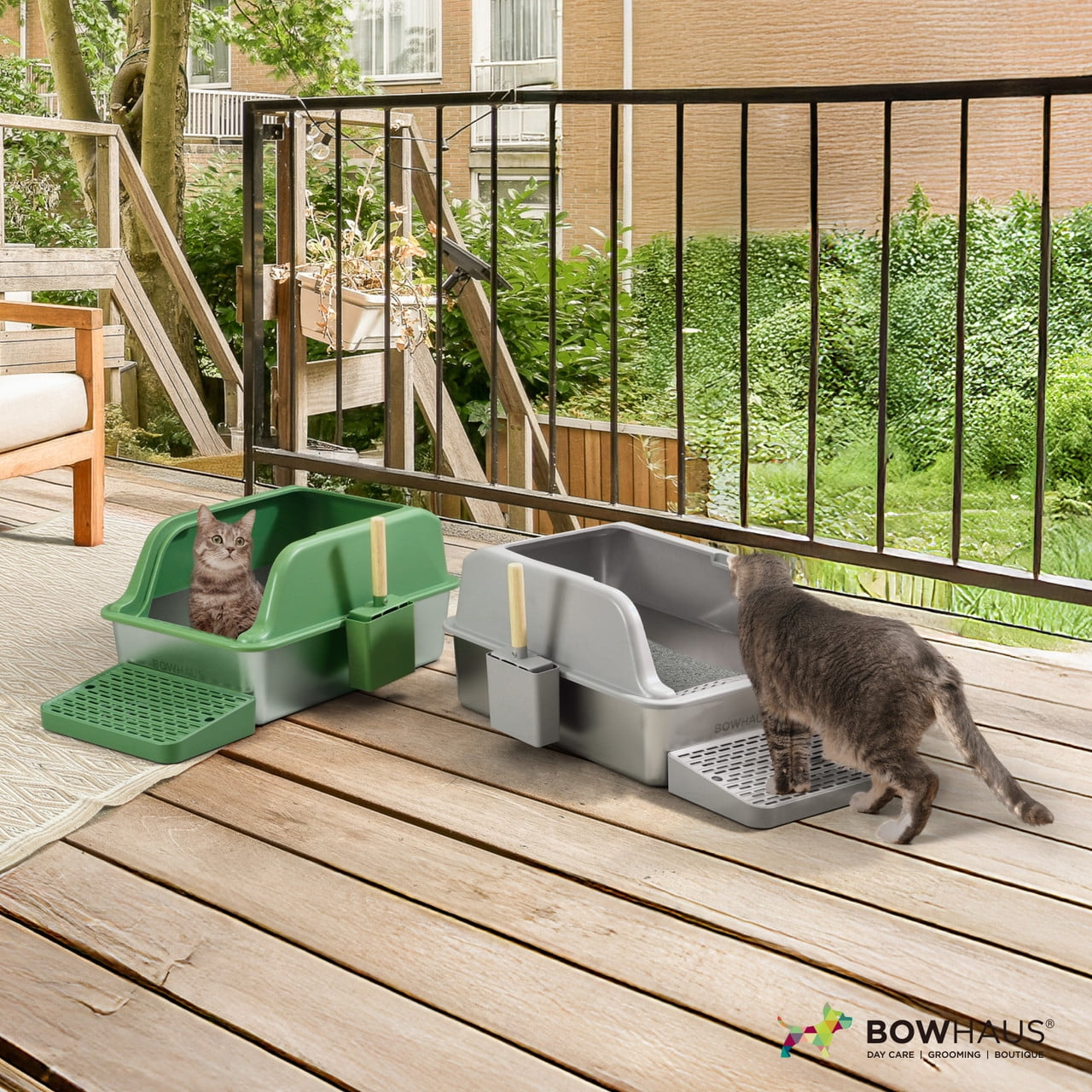 CAPHAUS XL Enclosed Stainless Steel Cat Litter Box with Lid, Extra Large High Sided Metal Cat Litter Pan w/ Scoop, Odor Control Design, Easy Clean & Anti-Leakage, High Sided Steel Litter Box, Green