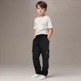 thumbnail image 2 of CAUYDY Kids Casual Sweatpants for Boys Tween Baggy Cargo Pants Teen School Athletic Joggers Elastic Waist Fall Winter Black Sizes 7-8 Years, 2 of 7