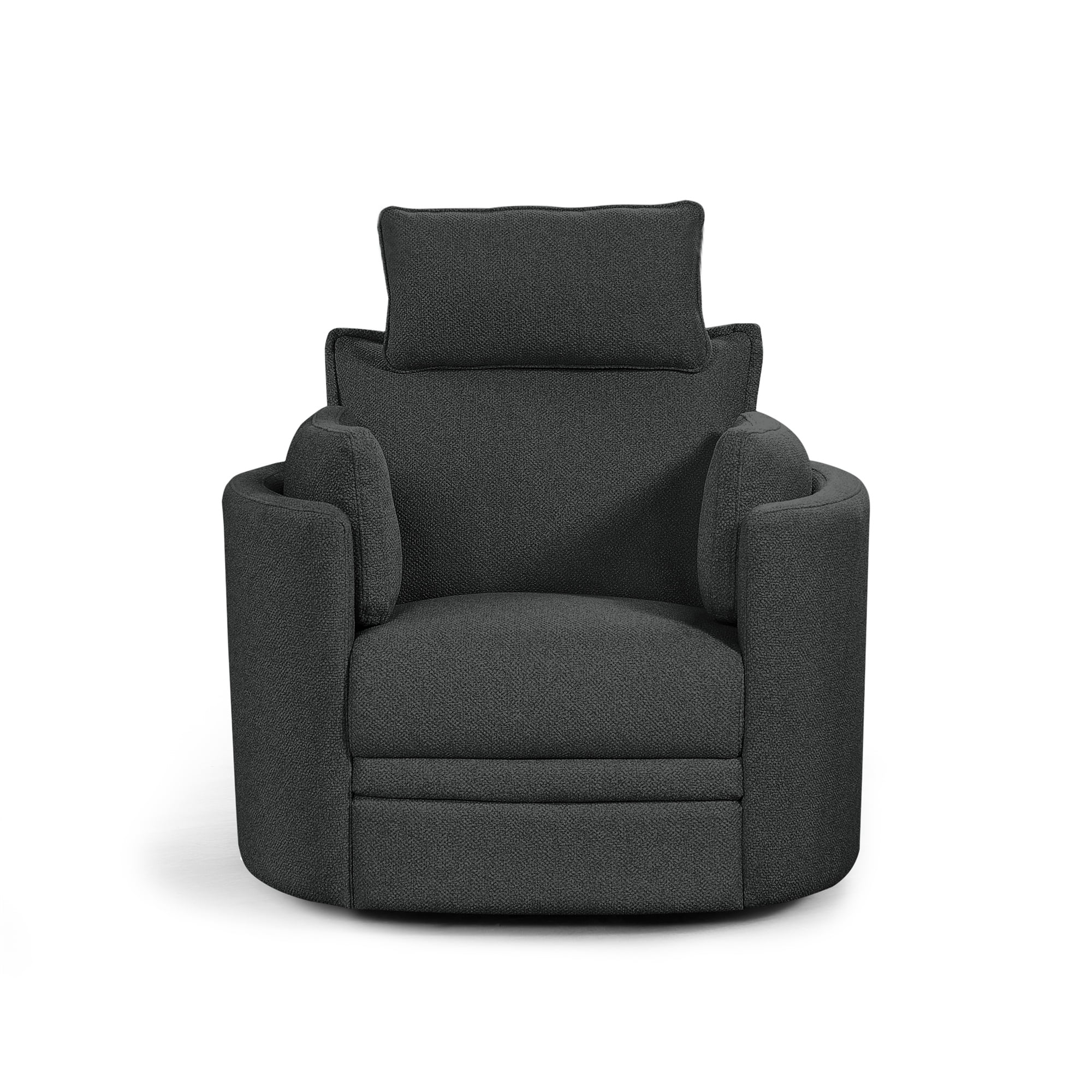 Cozy Soft Light Grey Swivel Power Recliner with Adjustable Headrest and Footrest