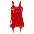 thumbnail image 6 of ZDHoor ZDHoor Women's PVC Leather Tank Top Bodycon Dress with Metal Clips Club Party Latex Mini Dress Red S, 6 of 7