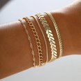 5Pcs Gold Color Chain Bracelets Set For Women Vintage Punk Link Chain