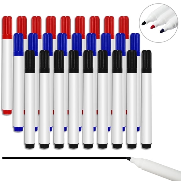 AGCAN Dry Erase Markers, Bullet Tip Whiteboard Markers, 24 Count 3 Assorted Colors Markers for Teachers, Low Odor