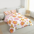 thumbnail image 3 of jejeloiu Cartoon Cute Daisy Full Size Comforter Sets,Kawaii Flower Floral Bedding Comforter Set,White Orange Pink Bedding Sets For Girl,Breathable Home Decor Reversible,3 Pieces, 3 of 8