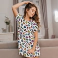 thumbnail image 3 of Yiaed Colorful Numbers Print Women's Loose-Fit Short Sleeve Nightgown, Soft and Comfortable Sleep Dress for Relaxation and Sleepwear, 3 of 6