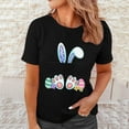 thumbnail image 2 of TSADFHJI Hauts de Noël pour Femmes Manches 3/4 Haut Décontracté à Manches Courtes Imprimé de Pâques Col Rond T-Shirt Manches Courtes m Noir, 2 of 5