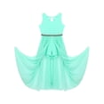 thumbnail image 3 of DPOIS Big Girls Junior V Neck Chiffon Long Party Wedding Prom Romper Gown Flower Girls Dress Mint_Green 4, 3 of 7