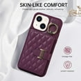 thumbnail image 6 of for iPhone 14 6.1" Detachable Shoulder Strap Wallet Case, with Card Slots & 360-degree Rotation Stand Ring Flip Premium PU Leather Protective Cover Lanyard for Women Girls, Deeppurple, 6 of 11