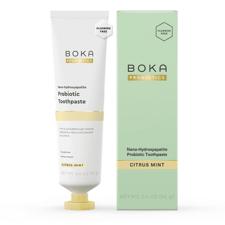 Boka Probiotic Toothpaste, Nano Hydroxyapatite Toothpaste, Fluoride Free, Dental Probiotics, Citrus Mint, 3.4oz
