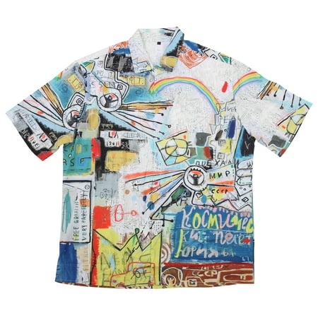 

Fashionable Shirt Beautiful Pattern Casual Short Sleeve Shirt Novel Unique Bright Color For Dating Gathering For Men For Beach Party CE011019 XL