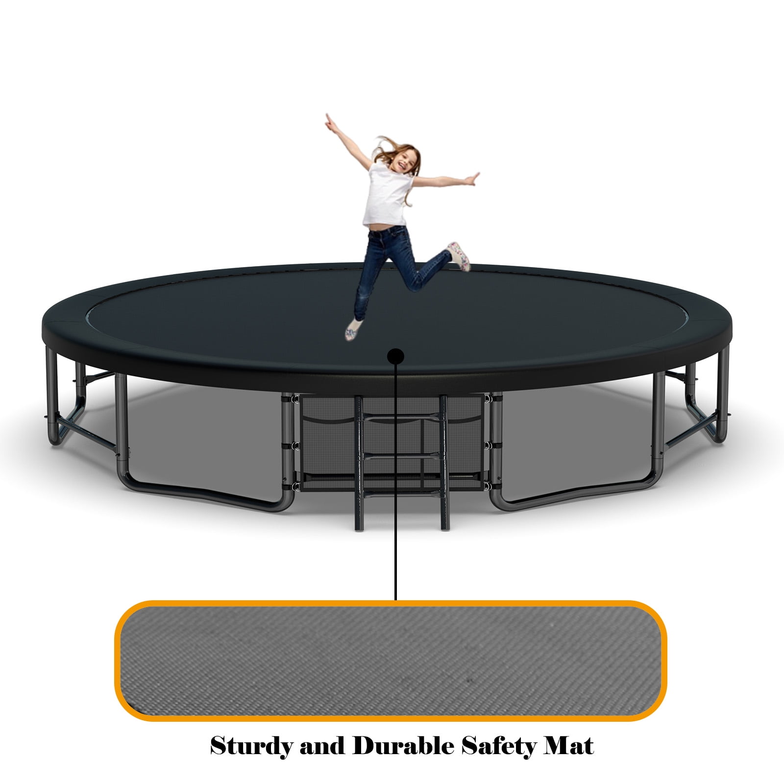 EUROCO Outdoor Trampoline with Basketball Hoop & Three-Step Stairs, 10FT 12FT 14FT 15FT 16FT Trampoline for Adults and Kids