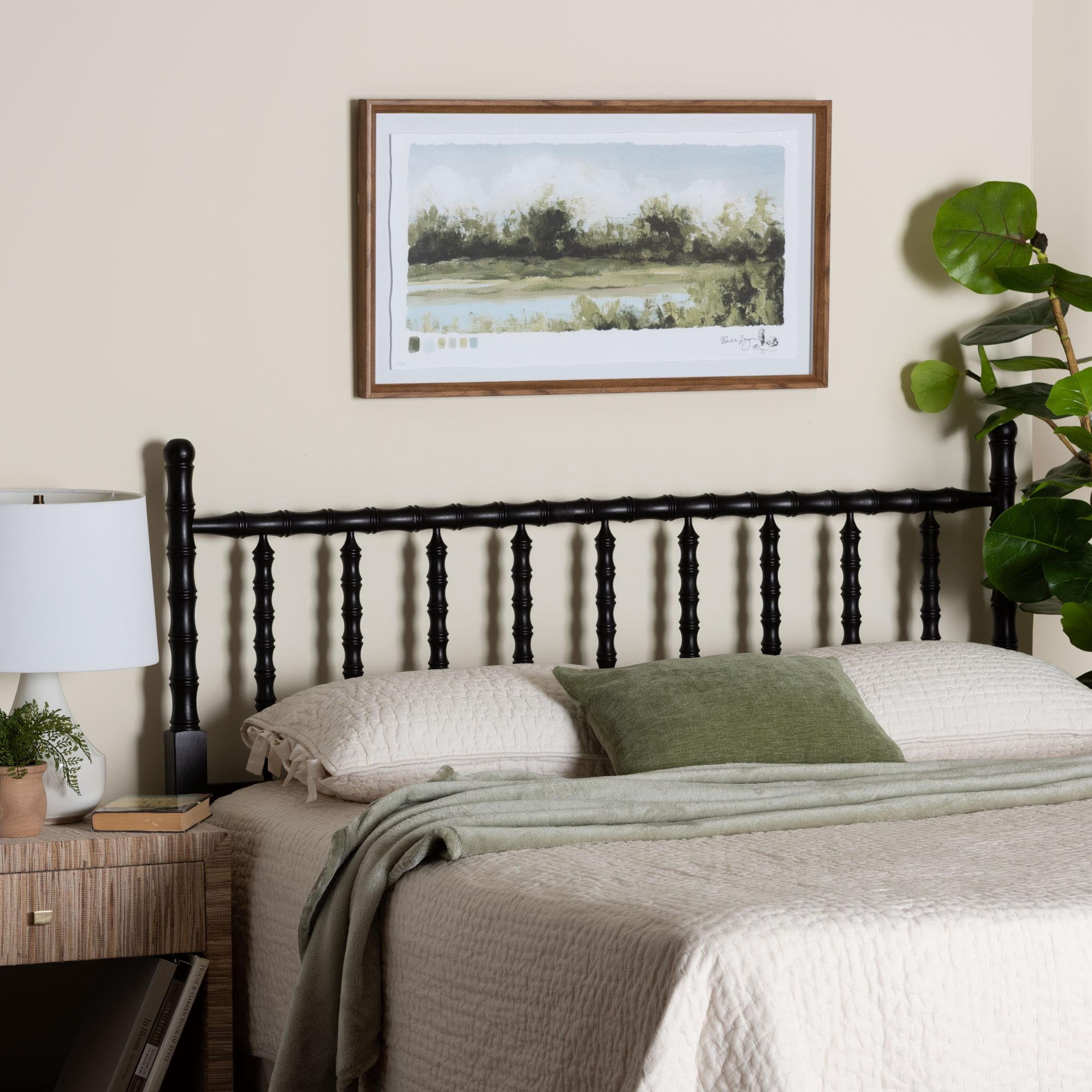 Baxton Studio Edaline Traditional Headboard, Queen, Black
